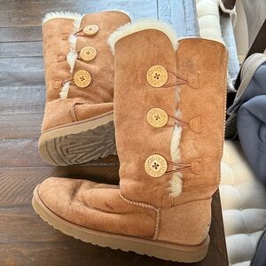 UGG Tan Winter Boots with Gold Buttons